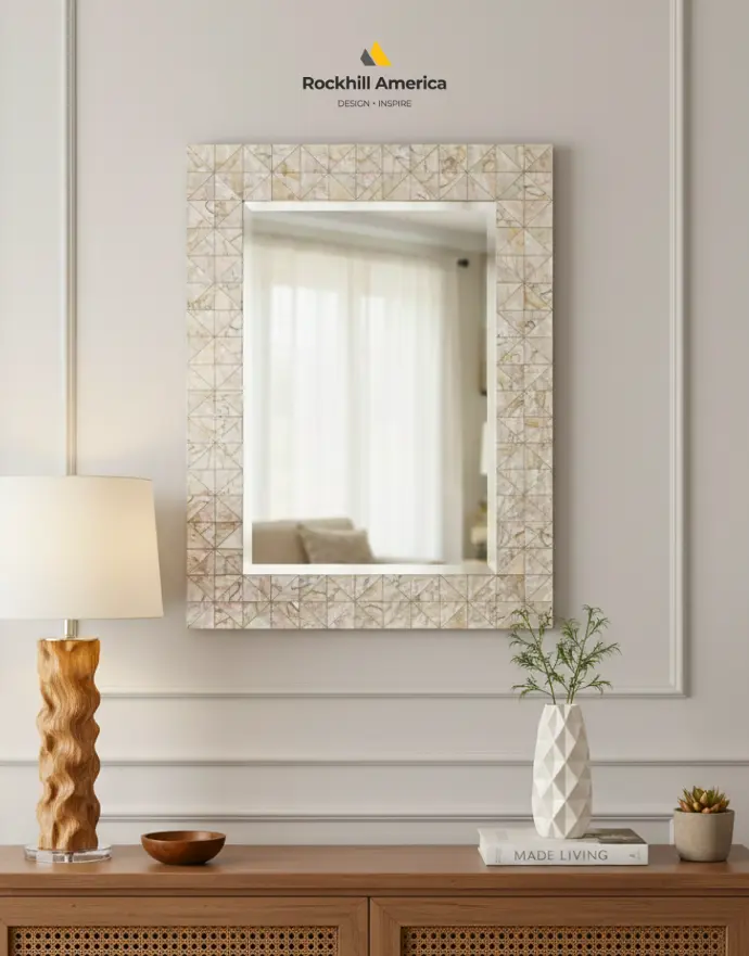 Rectangle Capiz mirror | Rockhill America wholesale home decor & accessories